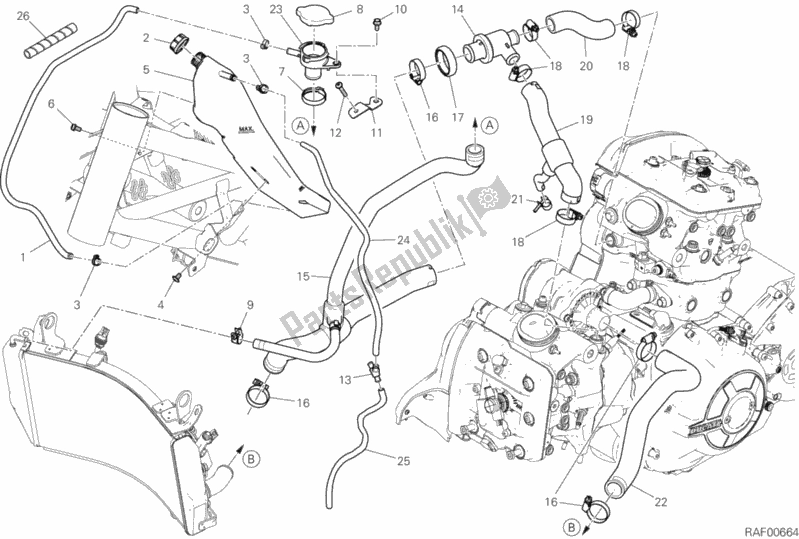 Toutes les pièces pour le Circuit De Refroidissement du Ducati Diavel 1260 S Brasil 2020